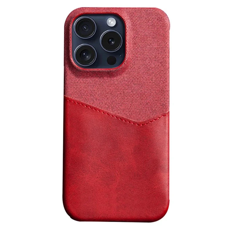 For iPhone 16 Pro Max Case Card Slot Cloth Texture Leather + PC Phone Cover