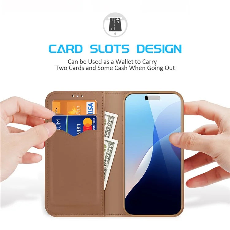 DUX DUCIS Hivo Series for iPhone 16 Pro Max Case Cowhide Leather RFID Blocking Wallet Cover