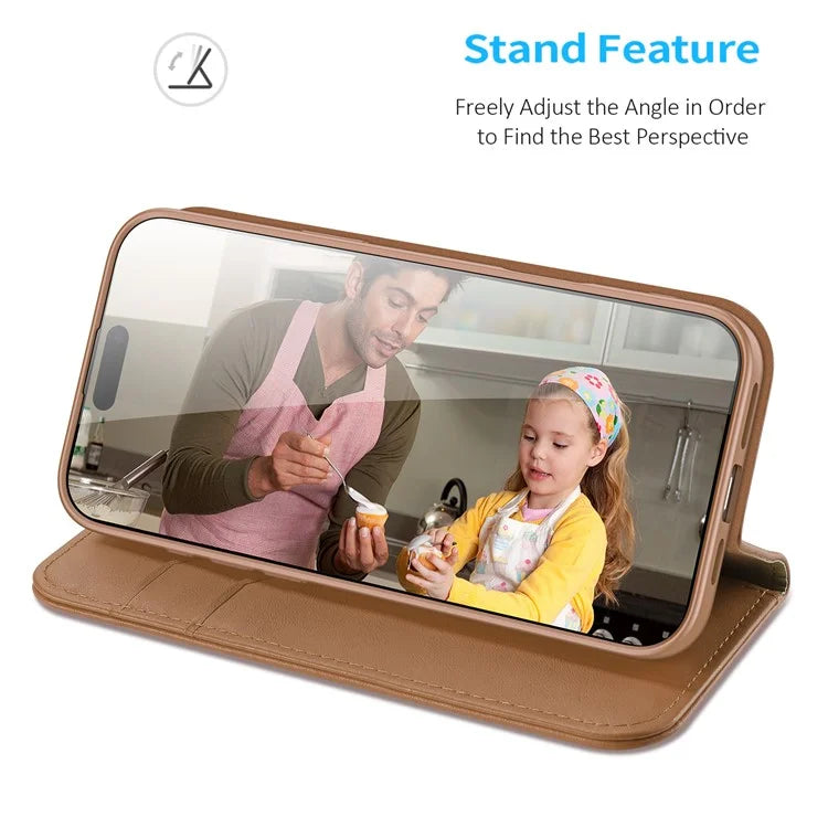 DUX DUCIS Hivo Series for iPhone 16 Pro Max Case Cowhide Leather RFID Blocking Wallet Cover