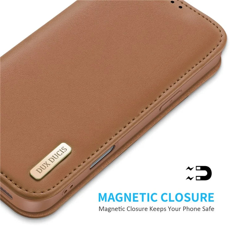 DUX DUCIS Hivo Series for iPhone 16 Pro Max Case Cowhide Leather RFID Blocking Wallet Cover