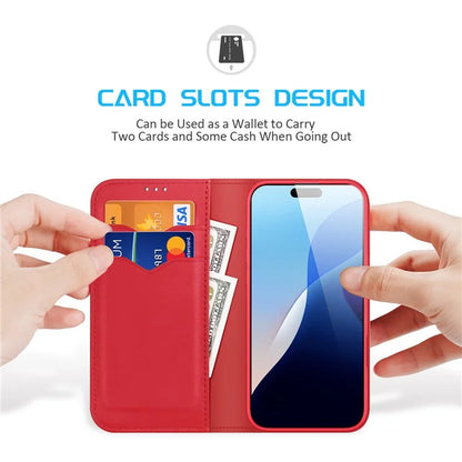 DUX DUCIS Hivo Series for iPhone 16 Pro Max Case Cowhide Leather RFID Blocking Wallet Cover