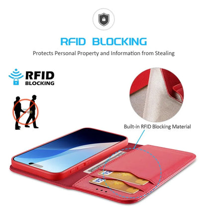 DUX DUCIS Hivo Series for iPhone 16 Pro Max Case Cowhide Leather RFID Blocking Wallet Cover