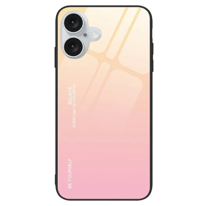 For iPhone 16 Plus Case Gradient Color Tempered Glass+TPU Phone Shell