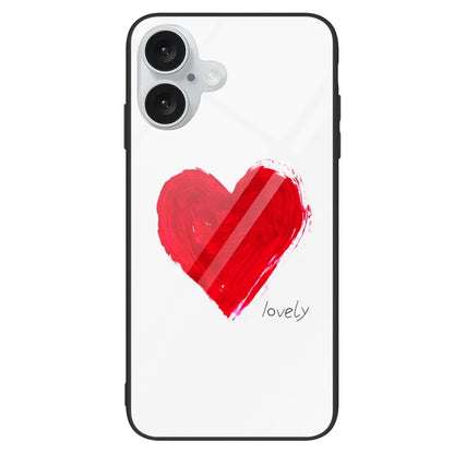 For iPhone 16 Plus Case Tempered Glass+PC+TPU Phone Cover