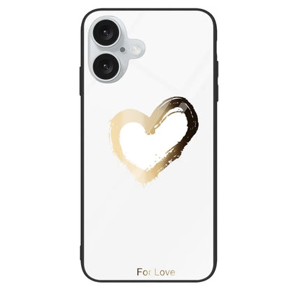 For iPhone 16 Plus Case Tempered Glass+PC+TPU Phone Cover