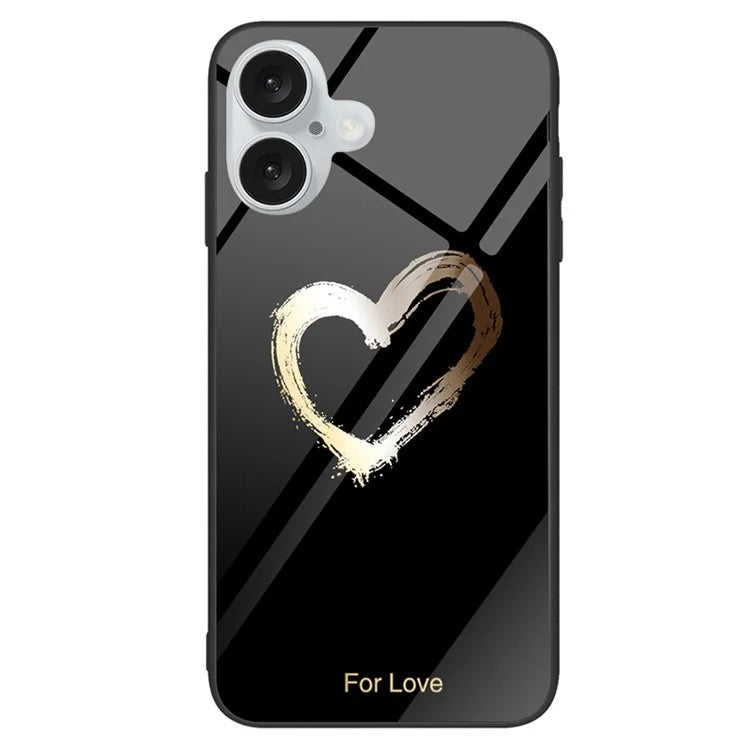 For iPhone 16 Plus Case Tempered Glass+PC+TPU Phone Cover