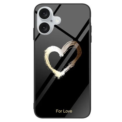 For iPhone 16 Plus Case Tempered Glass+PC+TPU Phone Cover
