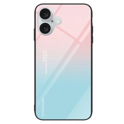 For iPhone 16 Plus Case Tempered Glass+PC+TPU Phone Cover