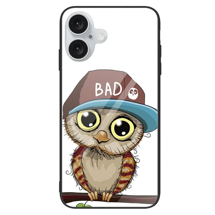 For iPhone 16 Plus Case Tempered Glass+PC+TPU Phone Cover