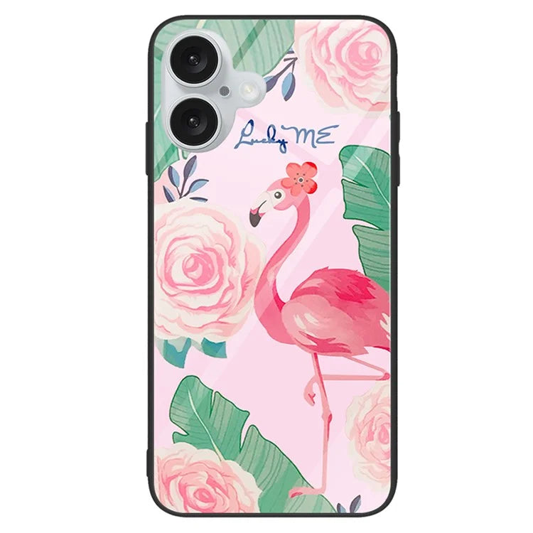 For iPhone 16 Plus Case Tempered Glass+PC+TPU Phone Cover