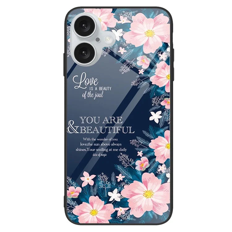 For iPhone 16 Plus Case Tempered Glass+PC+TPU Phone Cover