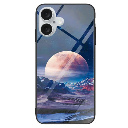 For iPhone 16 Plus Case Tempered Glass+PC+TPU Phone Cover