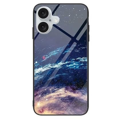 For iPhone 16 Plus Case Tempered Glass+PC+TPU Phone Cover