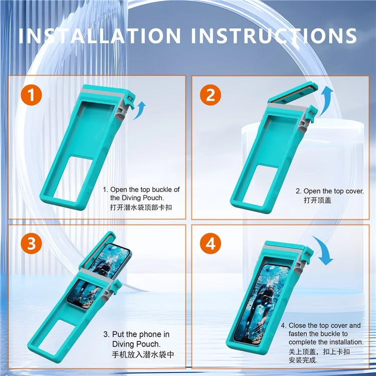 SHELLBOX 15m Waterproof Cellphone Pouch 7-inch Phone Touch Screen Diving Swimming Drifting Protective Bag