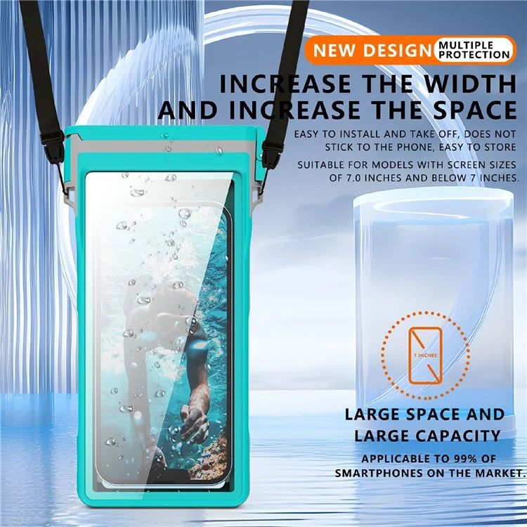 SHELLBOX 15m Waterproof Cellphone Pouch 7-inch Phone Touch Screen Diving Swimming Drifting Protective Bag