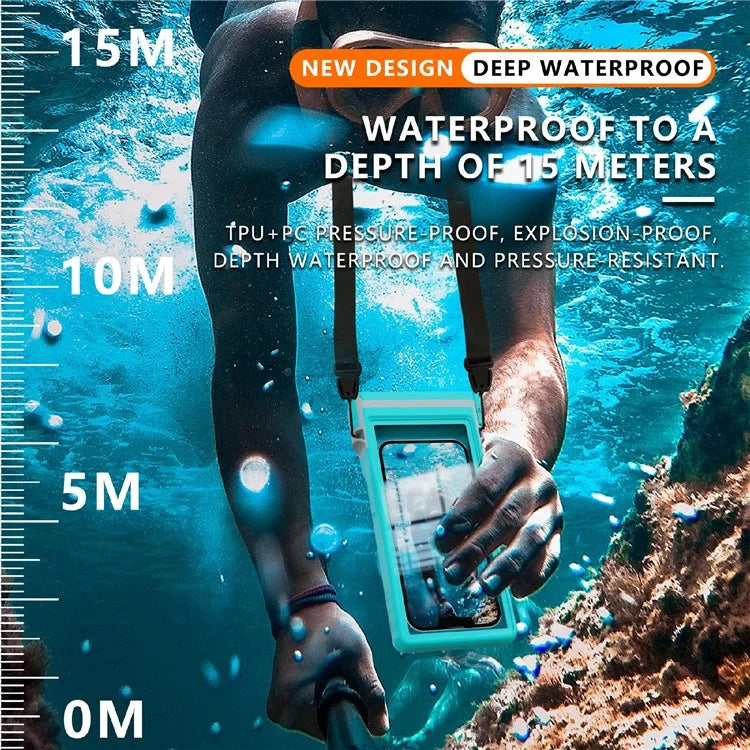 SHELLBOX 15m Waterproof Cellphone Pouch 7-inch Phone Touch Screen Diving Swimming Drifting Protective Bag