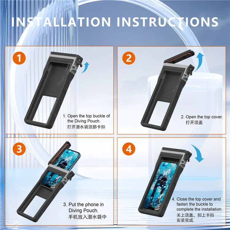 SHELLBOX 15m Waterproof Cellphone Pouch 7-inch Phone Touch Screen Diving Swimming Drifting Protective Bag
