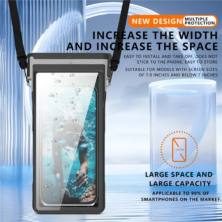 SHELLBOX 15m Waterproof Cellphone Pouch 7-inch Phone Touch Screen Diving Swimming Drifting Protective Bag