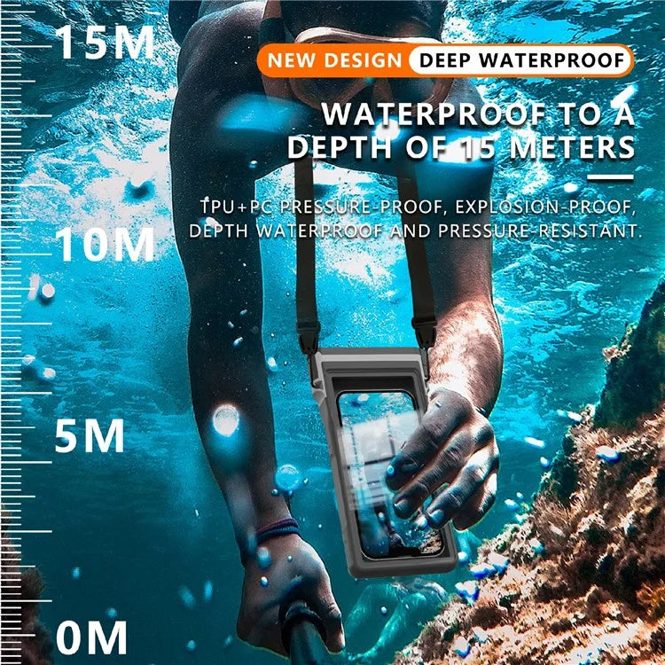 SHELLBOX 15m Waterproof Cellphone Pouch 7-inch Phone Touch Screen Diving Swimming Drifting Protective Bag