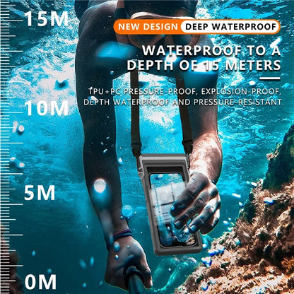 SHELLBOX 15m Waterproof Cellphone Pouch 7-inch Phone Touch Screen Diving Swimming Drifting Protective Bag