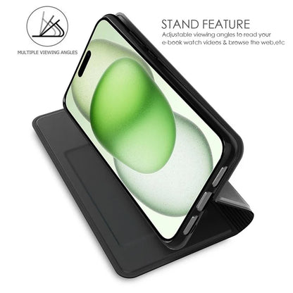 For iPhone 16 Plus Case Card Slot Stand Strong Magnetic Closure PU Leather Phone Cover