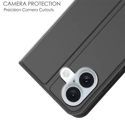 For iPhone 16 Plus Case Card Slot Stand Strong Magnetic Closure PU Leather Phone Cover