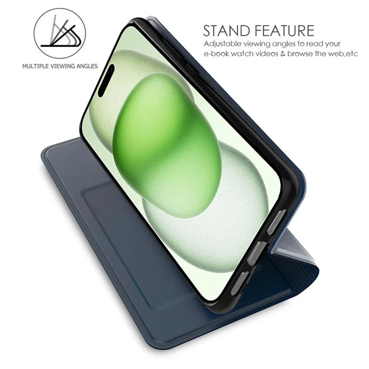 For iPhone 16 Plus Case Card Slot Stand Strong Magnetic Closure PU Leather Phone Cover