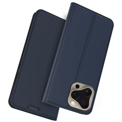 For iPhone 16 Pro Max Case PU Leather Card Holder Flip Phone Cover Strong Magnetic Closure
