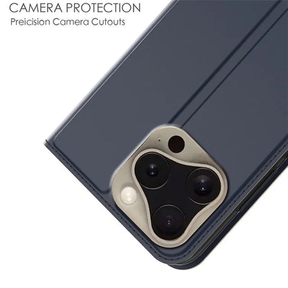 For iPhone 16 Pro Max Case PU Leather Card Holder Flip Phone Cover Strong Magnetic Closure