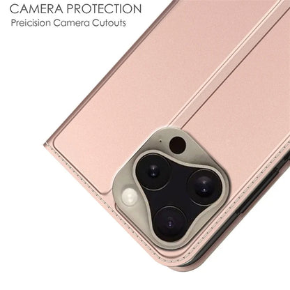 For iPhone 16 Pro Max Case PU Leather Card Holder Flip Phone Cover Strong Magnetic Closure