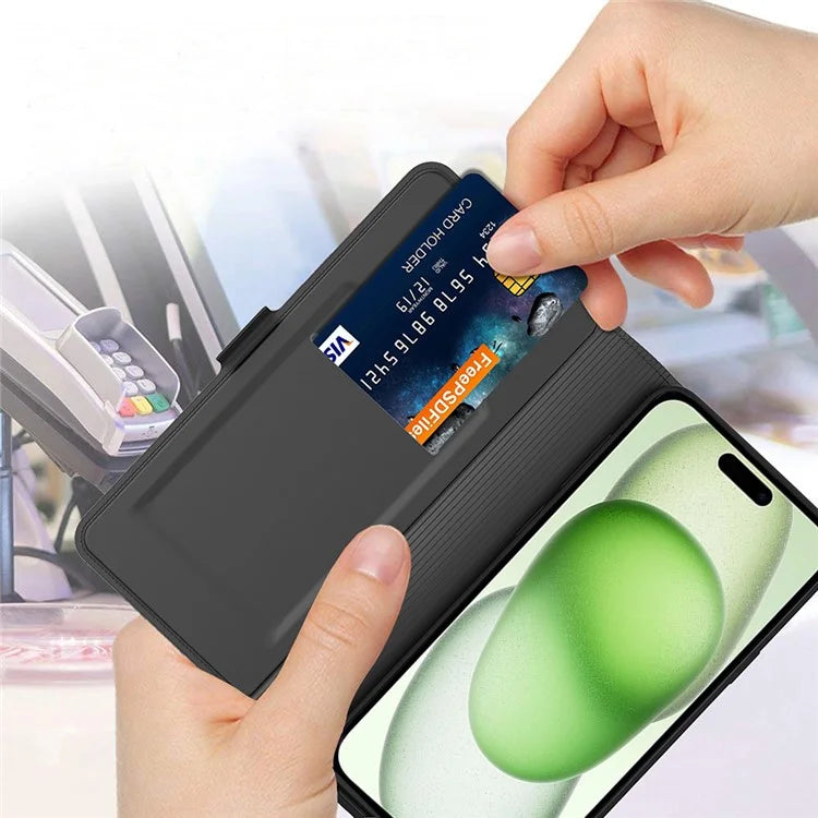 For iPhone 16 Case Card Holder PU Leather Full Protection Phone Cover