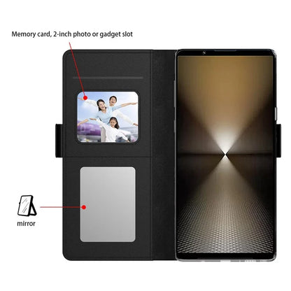For Sony Xperia 1 VI Case Mirror View Standing PU Leather Phone Cover