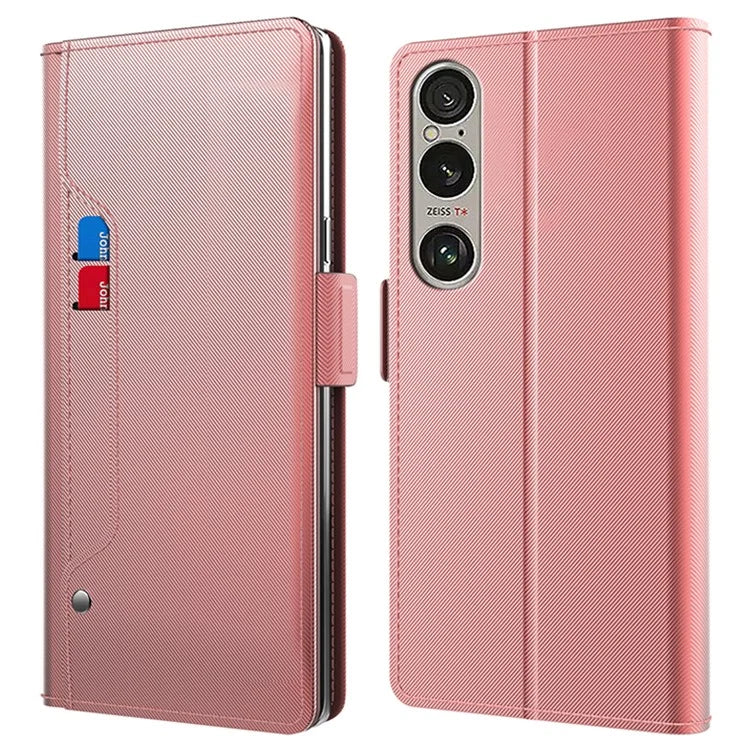 For Sony Xperia 1 VI Case Mirror View Standing PU Leather Phone Cover
