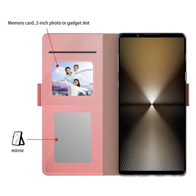 For Sony Xperia 1 VI Case Mirror View Standing PU Leather Phone Cover