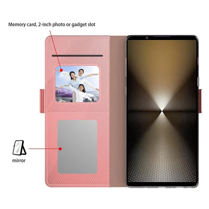 For Sony Xperia 1 VI Case Mirror View Standing PU Leather Phone Cover