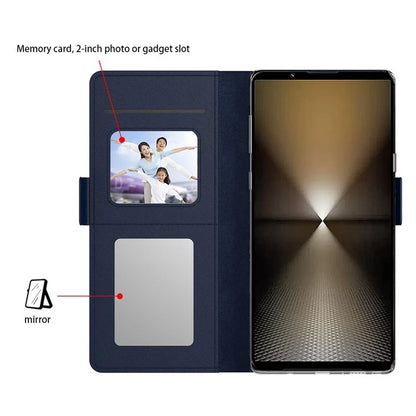 For Sony Xperia 1 VI Case Mirror View Standing PU Leather Phone Cover