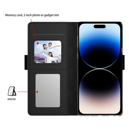 For iPhone 16 Plus Case Magnetic Clasp Protect PU Leather Mirror Phone Cover
