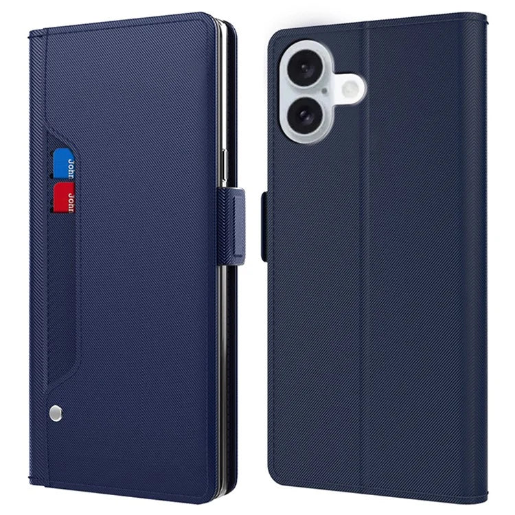 For iPhone 16 Plus Case Magnetic Clasp Protect PU Leather Mirror Phone Cover