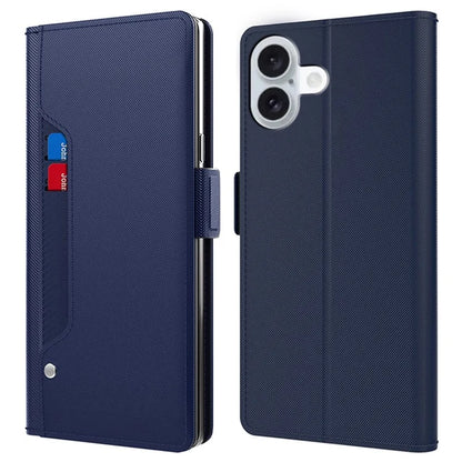 For iPhone 16 Plus Case Magnetic Clasp Protect PU Leather Mirror Phone Cover