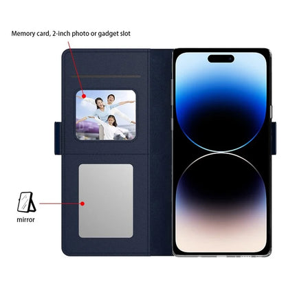 For iPhone 16 Plus Case Magnetic Clasp Protect PU Leather Mirror Phone Cover