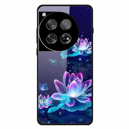 For OnePlus 12 5G Case Pattern Printing PC+Tempered Glass+TPU Phone Back Cover