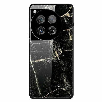 For OnePlus 12 5G Case Pattern Printing PC+Tempered Glass+TPU Phone Back Cover