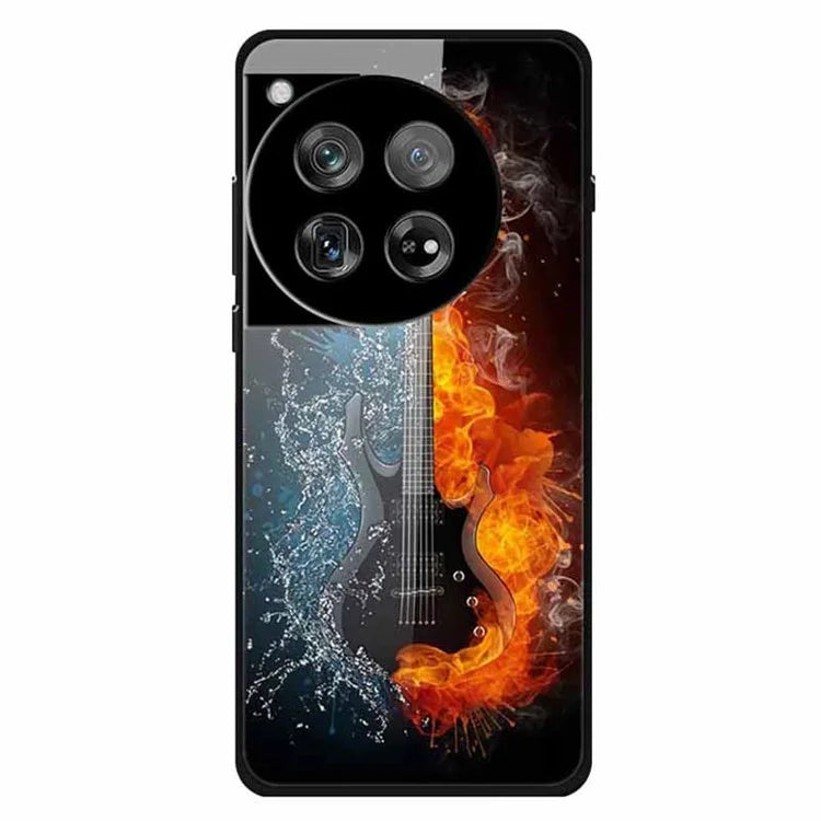 For OnePlus 12 5G Case Pattern Printing PC+Tempered Glass+TPU Phone Back Cover