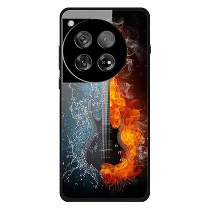 For OnePlus 12 5G Case Pattern Printing PC+Tempered Glass+TPU Phone Back Cover