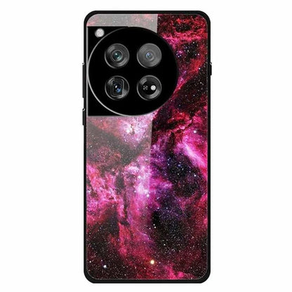 For OnePlus 12 5G Case Pattern Printing PC+Tempered Glass+TPU Phone Back Cover