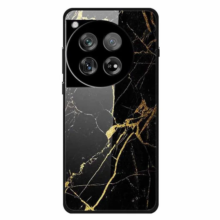 For OnePlus 12 5G Case Pattern Printing PC+Tempered Glass+TPU Phone Back Cover
