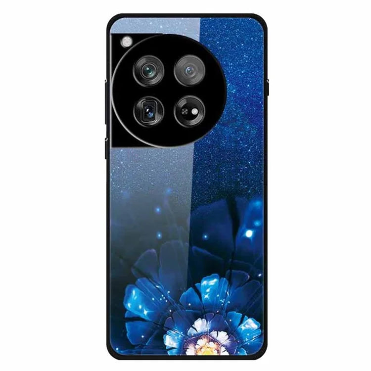 For OnePlus 12 5G Case Pattern Printing PC+Tempered Glass+TPU Phone Back Cover