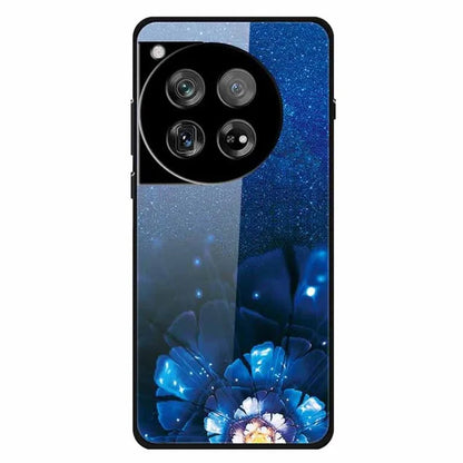 For OnePlus 12 5G Case Pattern Printing PC+Tempered Glass+TPU Phone Back Cover