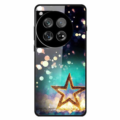 For OnePlus 12 5G Case Pattern Printing PC+Tempered Glass+TPU Phone Back Cover