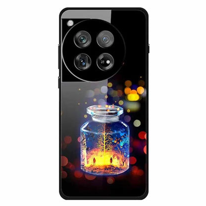 For OnePlus 12 5G Case Pattern Printing PC+Tempered Glass+TPU Phone Back Cover